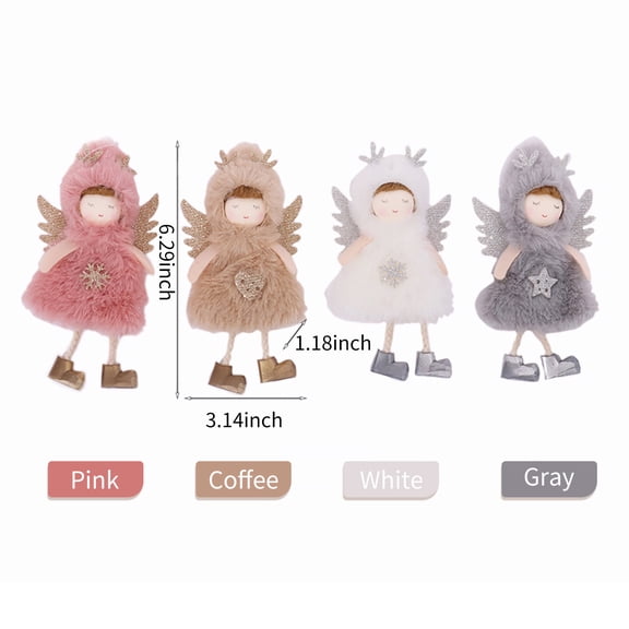Plush Christmas Deer Antler Angel Wing Ornament 1 Pc 5 Inches / 13 cm White Holiday Hanging Figurine Decoration