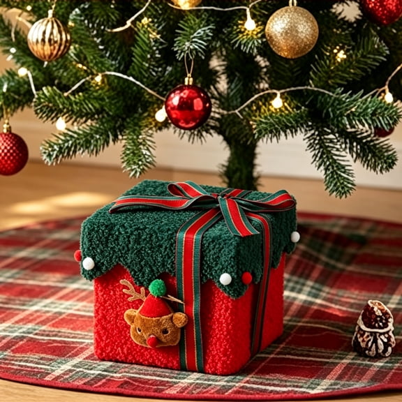 Plush Christmas Gift Boxes with Lid,Christmas Decorations, Cute Candy Boxes for Christmas Presents and Decor(Elk)