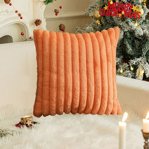 Plush Christmas Pillow Cover | Solid Color Festive Holiday Decor | 45x45cm Standard Size | Soft Polyester with Hidden Zipper | 1pc