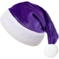 thumbnail image 1 of Plush Christmas Purple Santa Hat for Adults, Plush Purple Velvet Xmas Hat for Women Men Holiday New Year Party Supplies, 1 of 6