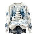 thumbnail image 1 of Plush Christmas Sweaters for Women Funny Round Neck Festive Printed Graphic Drop Shoulder Fuzzy Soft Pullover Tops (3XL, Blue), 1 of 4