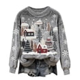 thumbnail image 1 of Plush Christmas Sweaters for Women Funny Round Neck Festive Printed Graphic Drop Shoulder Fuzzy Soft Pullover Tops (5XL, Gray), 1 of 4