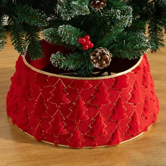 Christmas Tree Collar,Xmas Tree Ring Skirt Rustic Tree Skirt For Christmas Decor Xmas Holiday Home Party Decorations (40x56x20 Cm)