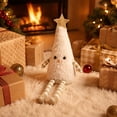 thumbnail image 1 of Plush Christmas Tree Figurine, White Finish, Soft Dangling Legs Tabletop Ornament for Mantel, Shelf, Desk or Holiday Gift, 1 of 7