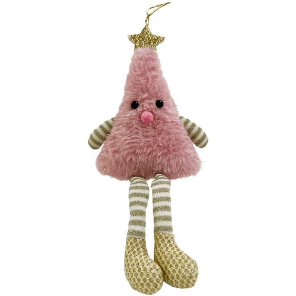 Plush Christmas Tree Long Leg Doll Ornament Pink Green White Holiday Party