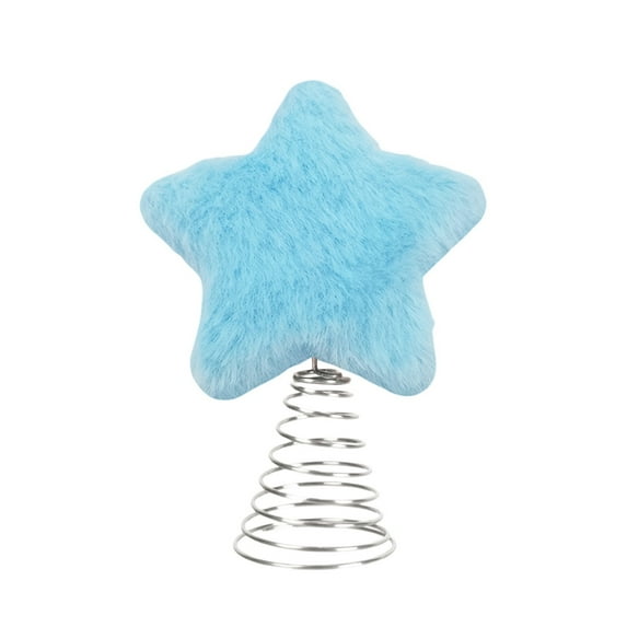 Plush Christmas Tree Topper Star 9 Inch, Furry Holiday Tree Top Decor for Xmas, Parties, Events, and Festive Occasions