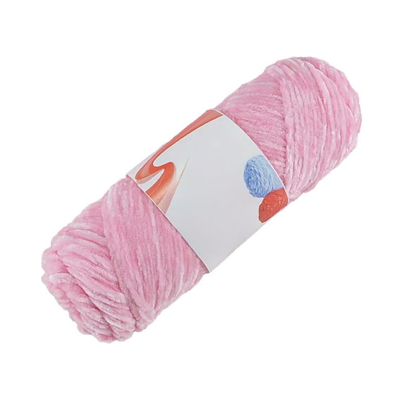 Plush Chunky Chenille Yarn, Fluffy Velvet Yarn for Crocheting, Soft Thick Bulky Yarn for Knitting and Making Clothes, Scarves, Blankets, Cushions (Pink)