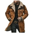 thumbnail image 1 of Suede Leather Jacket Mens Winter Coats Vintage Suede Patchwork Lamb Fleece Long Jacket Trucker Warm Casual Coat Overesized Thick Trench Coat, 1 of 5