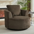 thumbnail image 1 of Plush Comfort Dark Brown Faux Fur 360° Swivel Accent Chair for Modern Living Room and Office Seating, 1 of 9