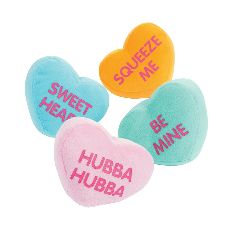 Fun Express Plush Conversation Hearts - Set of 12 Stuffed Valetines Day Toys 
