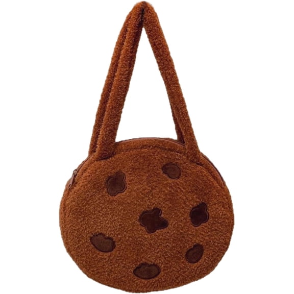 Plush Cookie Purse for Women, Novelty Chocolate Cookie Shoulder Bag with Fluffy Soft Material, Cute Y2K Style Tote for Girls and Women