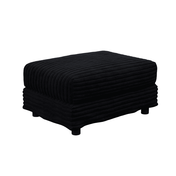 Plush Corduroy Ottoman to Combine with 2 Seater Sofa, 3 Seater Sofa and 4 Seater Sofa, Suitable for Living Rooms, Apartments, Offices,Black