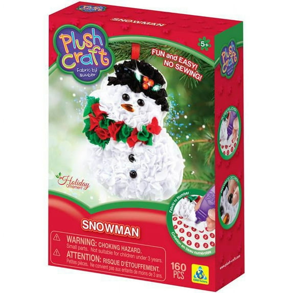 Plush Craft Fabric By Number Ornament Kit-Snowman