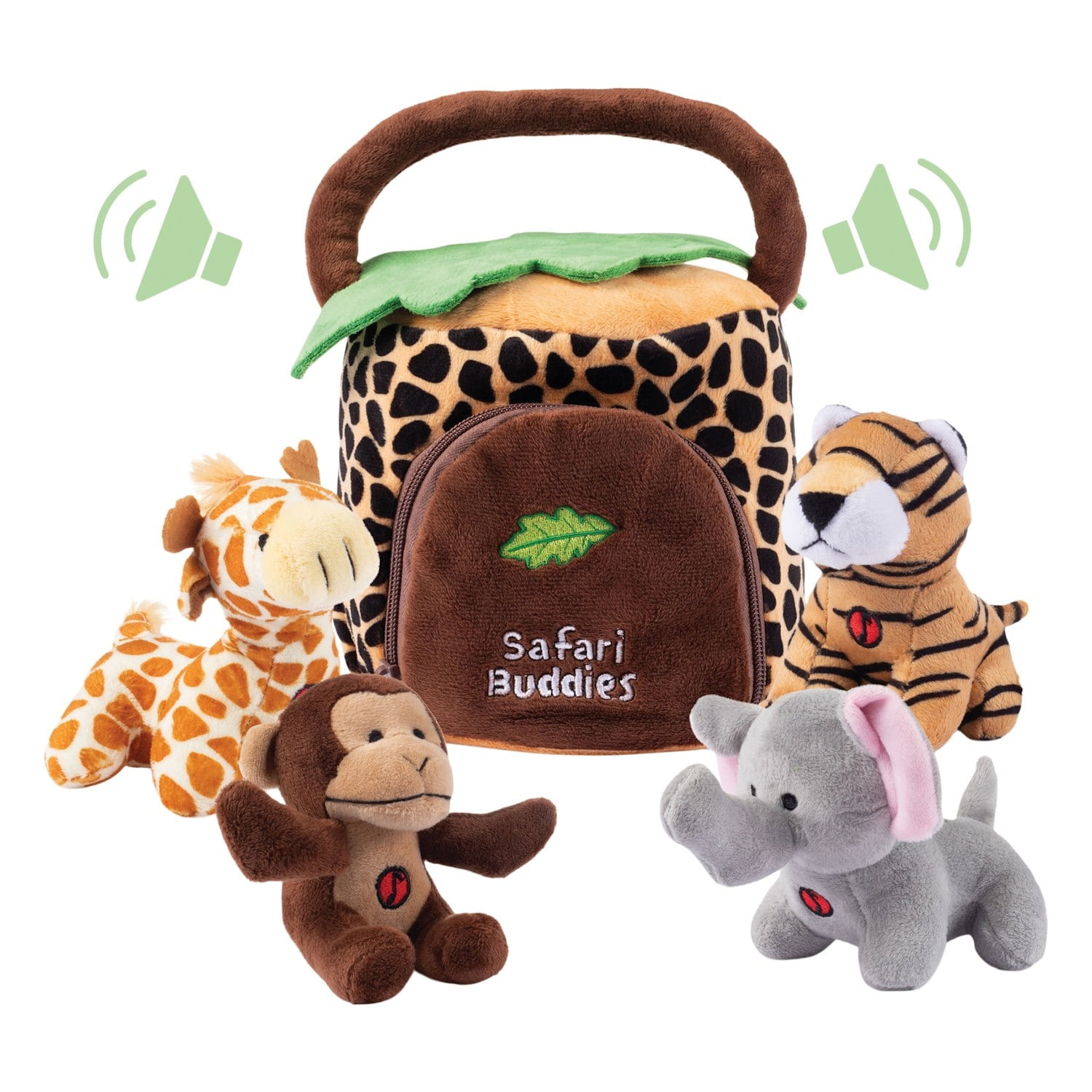 PLUSH CREATIONS Talking Toy Set 4 Talking Stuffed Animals & Carrier Safari