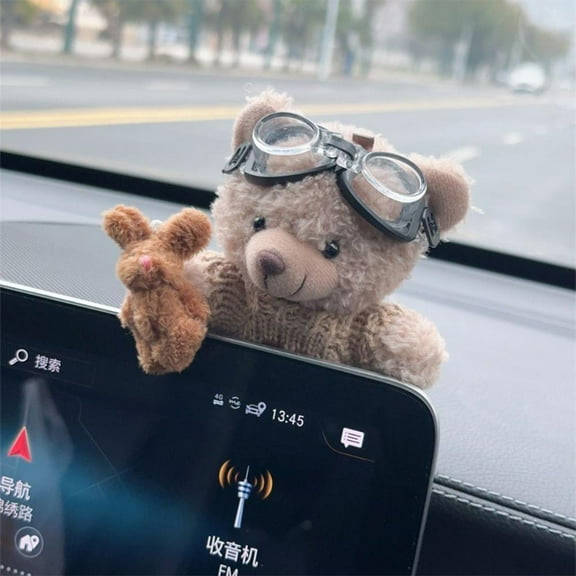 Plush Cute Bear Car Interior Decoration Auto Center Car Gifts Ornament Accessories Screen