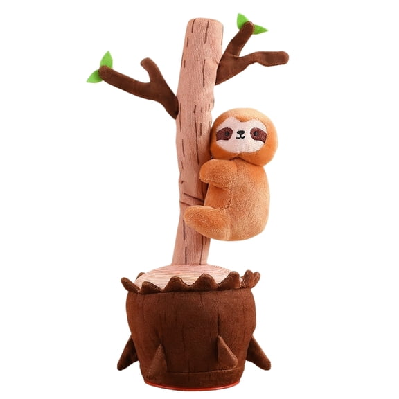 Plush Dancing Elephant or Monkey on Tree Struck Toy, Electric Interactive Musical Animal with Recording and Repeating, 12.9-inch (33cm) Climbing Stuffed Toy
