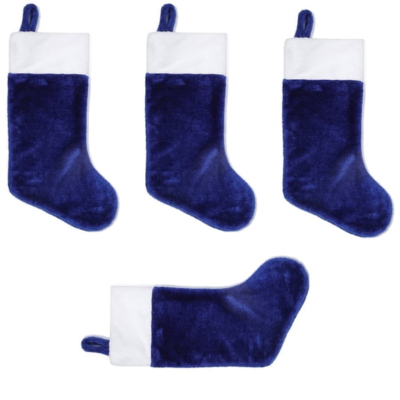 Plush Decorative Stocking, 22*43cm, Blue, 4-Pack