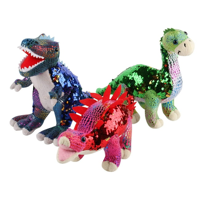 Plush Dinosaur Stuffed Animals 3 Reversible Sequin Soft Dinosaur Toys