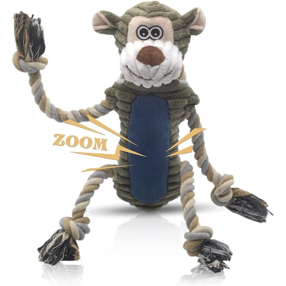 Plush Dog Chew Toys, Squeaky Dog Toys, Interactive Tug of War Puppy Toys, Stuffed Dog Toys - Monkey