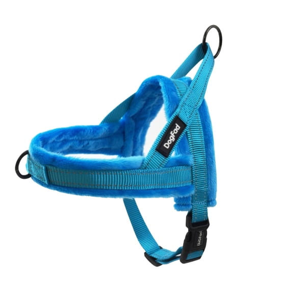 Plush Dog Harness,No Pull Step in Adjustable Dog Harness Vest for Cold Weather,Pet Harness for Small Medium Large Dogs Blue XL