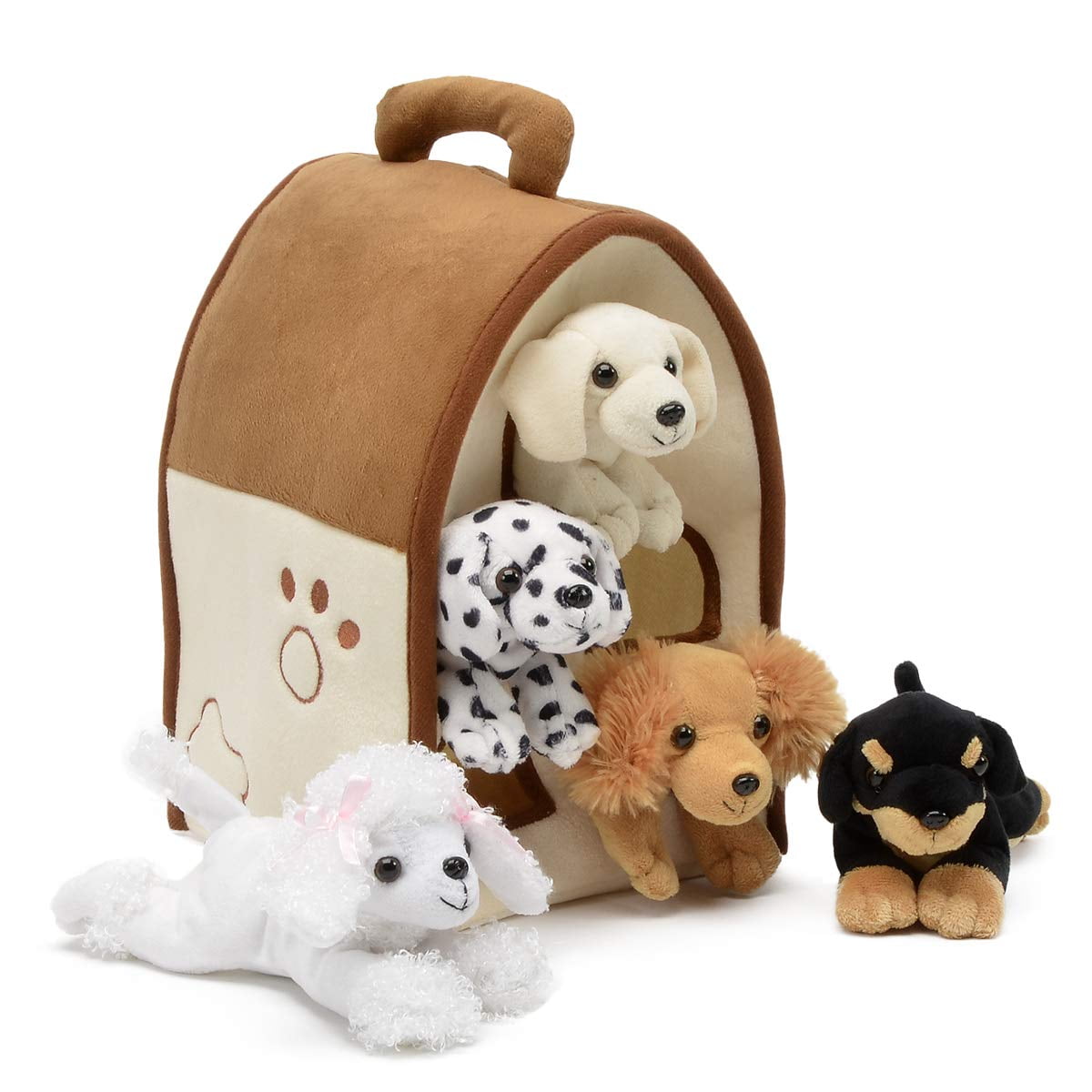 Unipak Plush Dog House Toy with Five Puppies Dalmatian Yellow Lab Rottweiler Poodle Cocker Spaniel Walmart