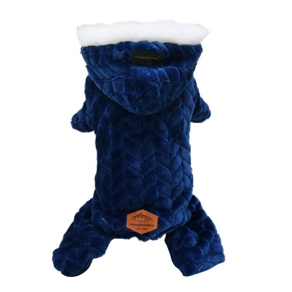 Plush Dog Pajamas for Cold Weather 4 Legged Clothes for Dog Cat Stretchy Puppy Kitten Onesie with Buttons Warm Soft Pet Jumpsuit Winter Coat