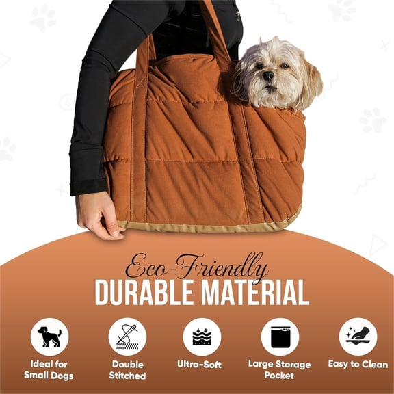 Plush Dog Purse Carrier for Small Dogs - Dog Carrier Purse with Secure Harness Clip, Dog Tote Bag for Small Dogs and Puppies