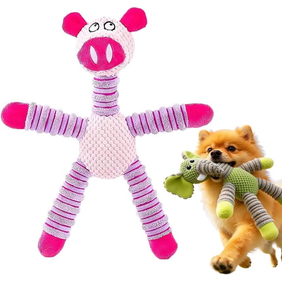 Plush Dog Squeaky Toy, Durable Pineapple Velvet Chew Toy for Aggressive Chewers Large Medium Small Dogs Interactive Training Teeth Cleaning Stuffed Animal Puppy Relief Boredom