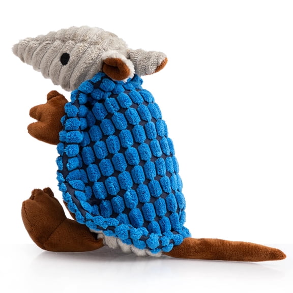 Plush Dog Squeaky Toy Stuffed Armadillo Animal Pet Puppy Chew Toys with Clean Teeth for Small Medium Large All Breed Sizes Dogs, Gray, 8 in