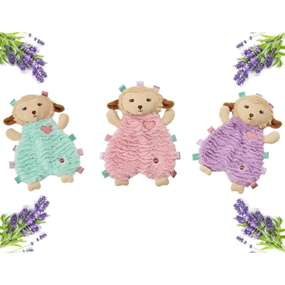 Plush Dog Toy Calming Lavender Lamb Infused 8 Inch Ribbon Tabs Lessen Anxiety (Full Set - All 3 Colors)