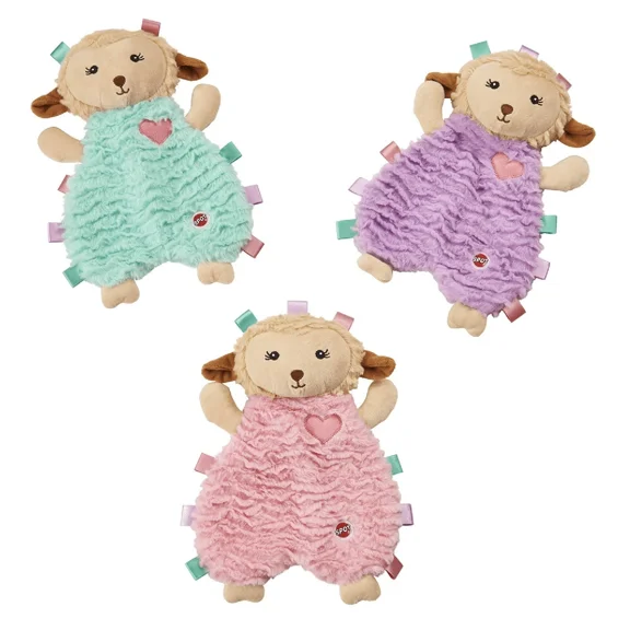 Plush Dog Toy Calming Lavender Lamb Infused 8 Inch Ribbon Tabs Lessen Anxiety (One Discounted Toy - Random Color)