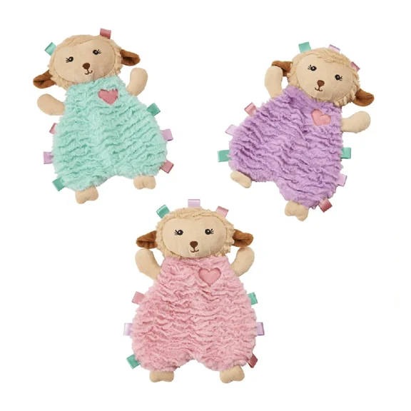 Plush Dog Toy Lamb Calming Lavender Infused 12 inch Ribbon Tabs Lessen Anxiety (Random Color - One Discounted Toy)