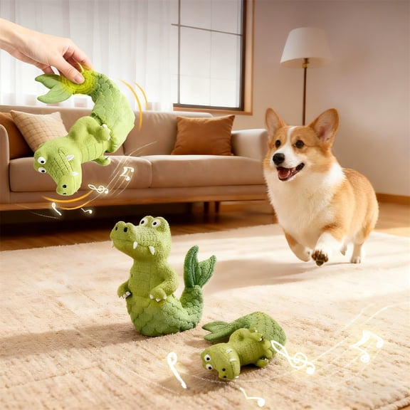 Plush Dog Toy With Squeaker - Recycled, Eco-Friendly, Floats For Beach, , Pool - ,Pet Toys for Self Play,Gifts for Pets and Pet Lovers(Green)