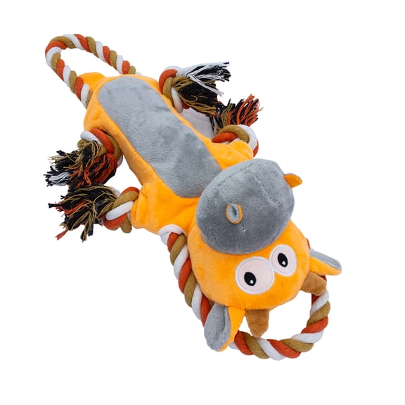 Plush Dog Toys with Rope, Squeaker & Crinkle Paper – Interactive Squeaky Chew Toy for Large Dogs & Puppies – Tough Pet Toy for Tug of War, Fetch & Dental Exercise