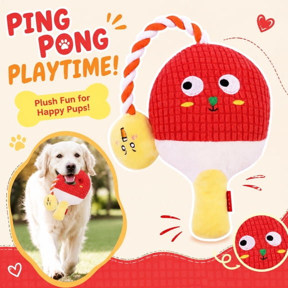 Plush Dog Toys, Table Tennis Racket Shaped Interactive Dog Toys, Durable Plush Chew Proof Dog Toys, Dog Chew Toys for Small Dogs, 8X5 in Size with Corn Cob Textured Fabric,