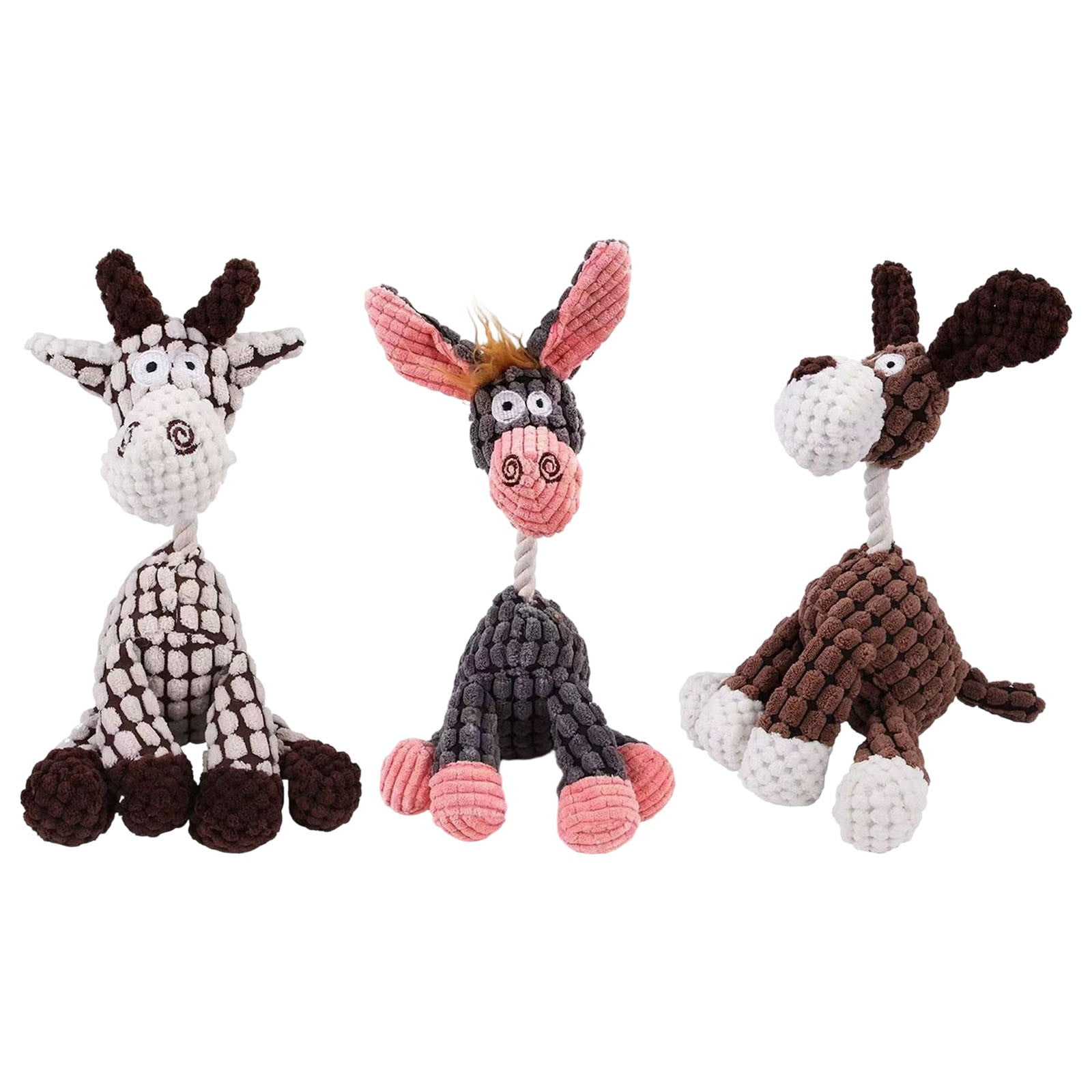 Plush Dog Toys for Aggressive Chewers 3 Pack, Dog Toy Stuffed Animal Set, Durable Stuffed Dog Toy for Puppies & Anxiety Comfort（ABC)