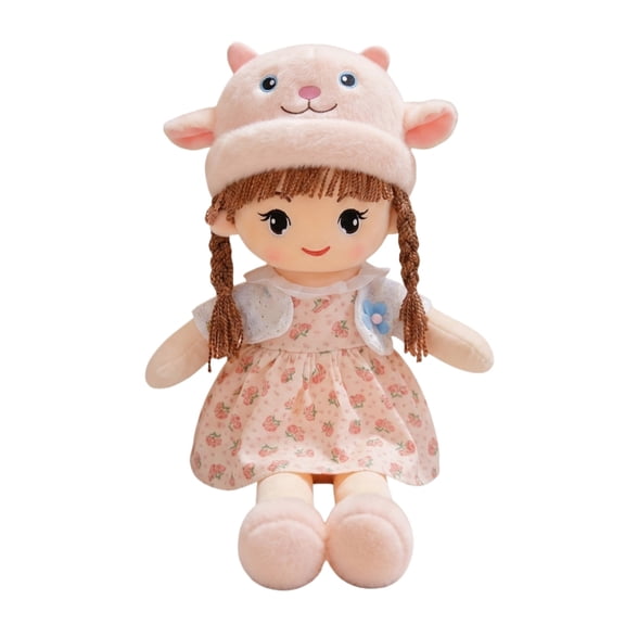 Plush Doll, Pink 17.7inch, 1 Piece, Soft Cuddly Toy for Little Girls Kids Bedroom Decor Playtime Gift