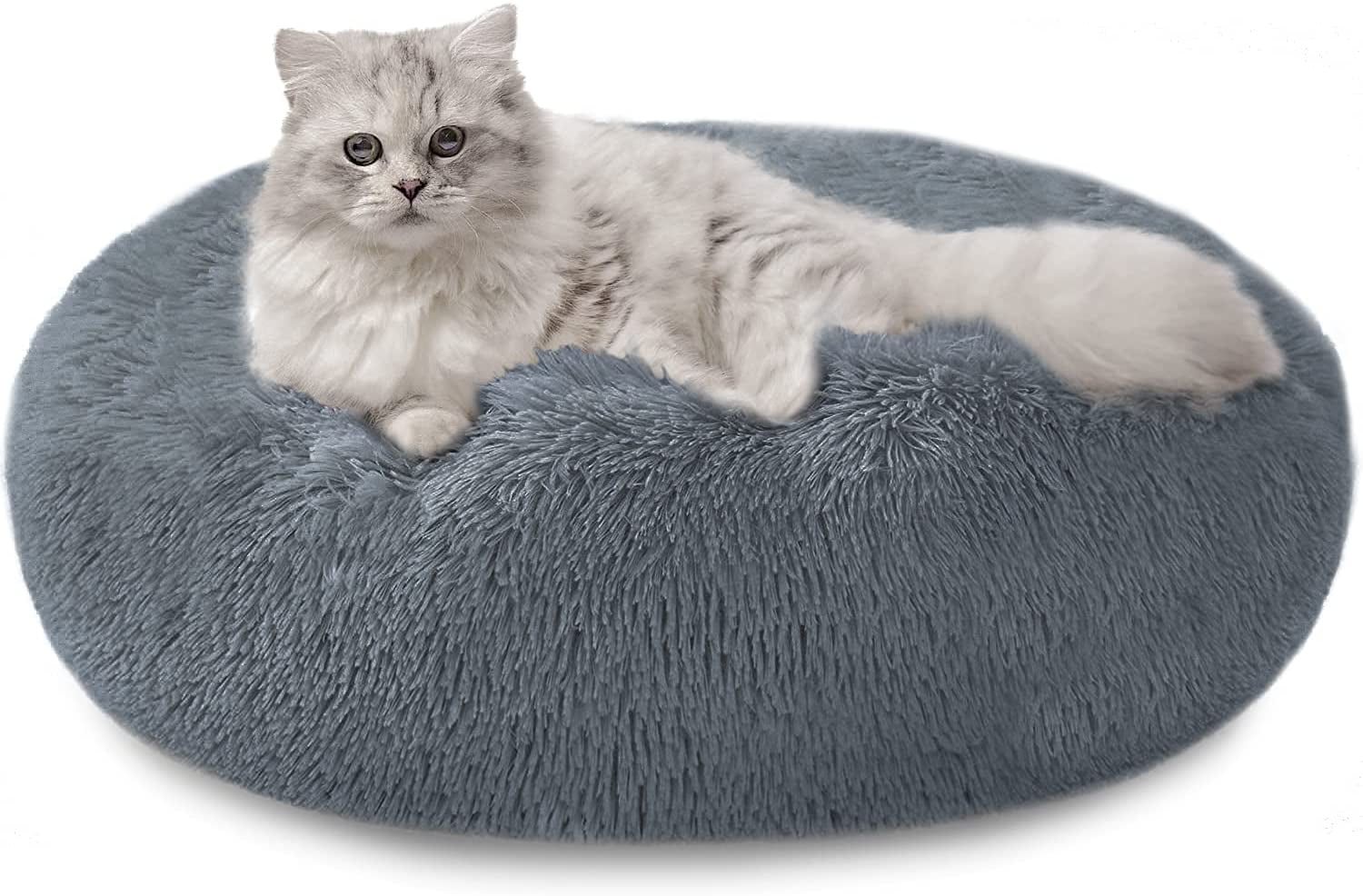 Plush Donut Shape Pet Bed for Dogs, Cats, and other Furry Family Grey