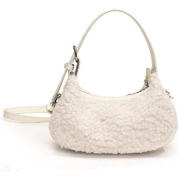 Plush Dumpling Bag Fluffy Fluffy Small Tramp Bag Crescent Shoulder Tote Bag Satchel Handbag Furry Purse