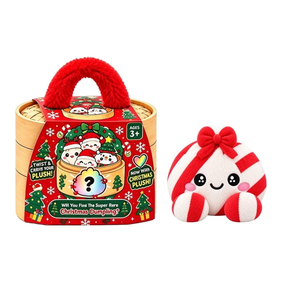 Plush Dumpling Squishies, Big Stuffed Squishes with Steamer, Plush Giant Dumpling Squishies Squeeze Toys,Christmas Party Favors Stress Relief Sensory Toy for Holiday Gifts