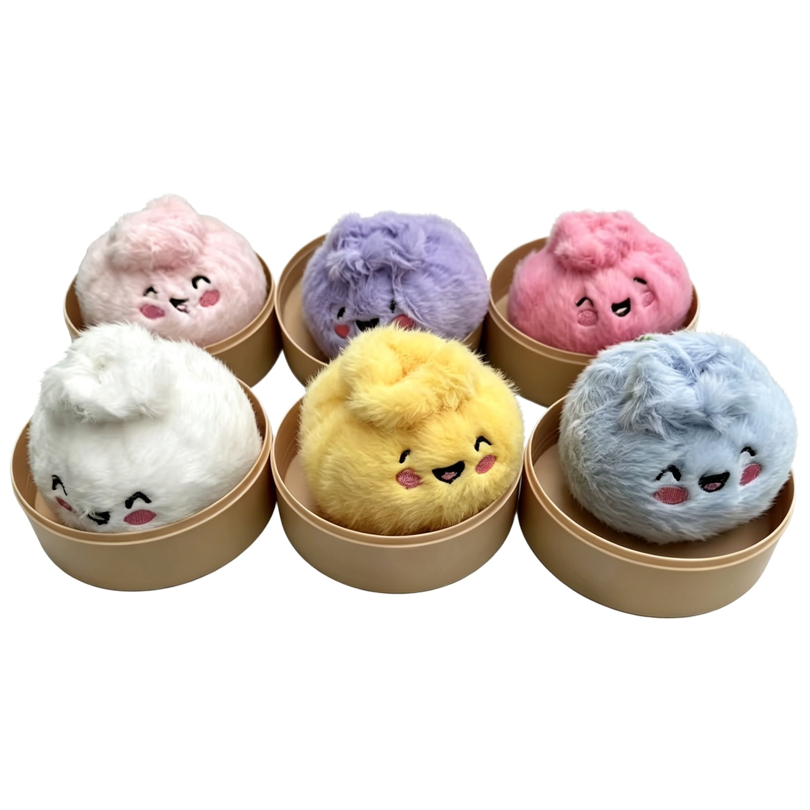 Plush Dumpling Squishy Balls, Mystery Dumpling Squishy-Slow Rising Stress Relief Fidget Ball, Soft Squeeze Cute Steamer Basket Gift Set