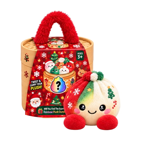 Plush Dumpling Squishy, Cute Stuffed Plushies Fidget,Dumpling Squishies Christmas Collectible Gift with Simulated Steamer Fuzzy Handle for Holiday Party