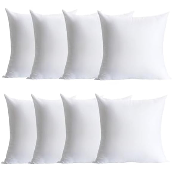 Plush and Durable Throw Pillow Inserts - 16 x 16 inches Set of 8, Hypoallergenic Polyester Fiber Fill - Perfect for Decorative Cushion Covers, Sofa and Bed Accent