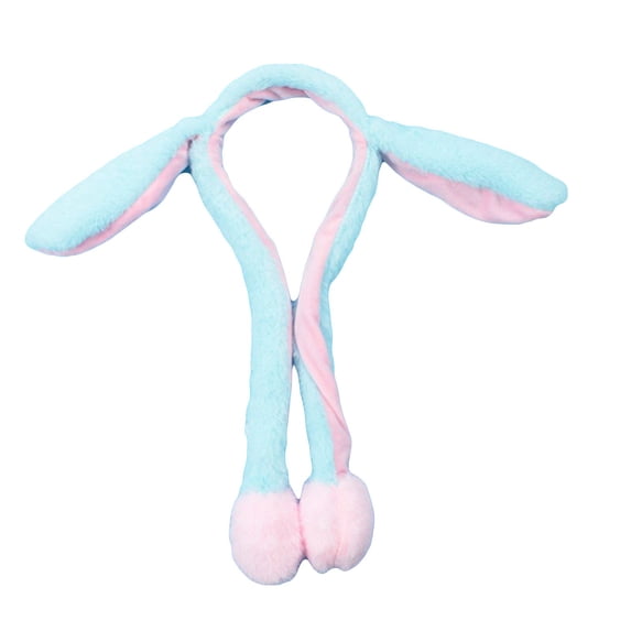 Plush Ear Moving Jumping Hat Cute Fluffy Cap Soft Warm Headwear Bunny Hat Christmas Holiday Party Gift Comfort Valentine's Day and Easter Hats(Blue)