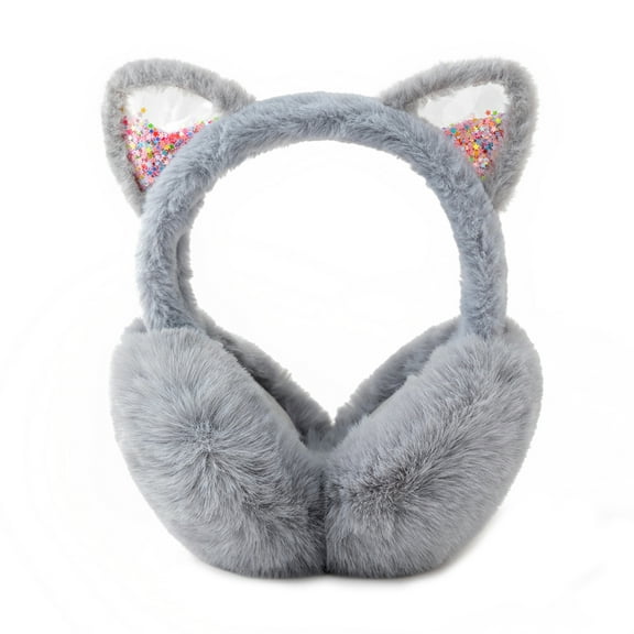Plush EarMuffs for Women and Kids Ear Warmer Furry Headband Star Sequins for Winter Christmas New Year Gifts