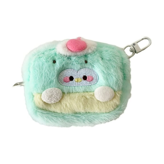 Plush Earphone Storage Bag Girl Cute Plush Coin Purse Portable Pocket Earphone Cover(One Size,Blue)