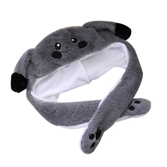 Plush Ears Funny Hat Animal Ears Ear Moving Hamster Airbag Hat for Women and Kids (Dark Grey