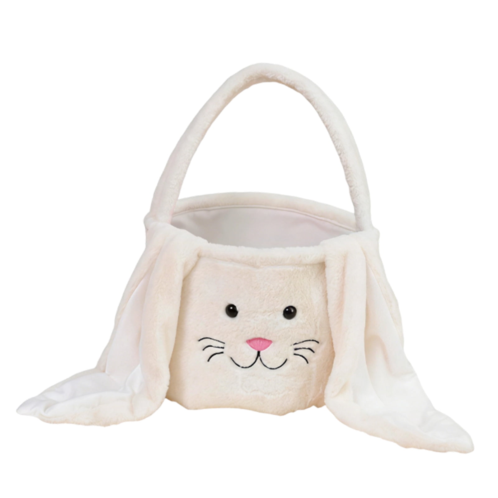 Plush Easter Bunny Basket Bags, Rabbit Bucket Tote with Long Fluffy ...