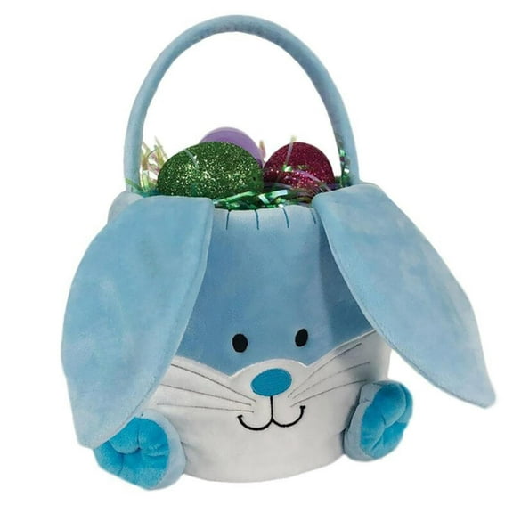 Plush Easter Bunny Basket for Kids Boys Girls, Personalized First Easter Egg Tote Bag, Soft Cotton Bunny Bag, Holiday Gift, Easter Egg Hunt Basket