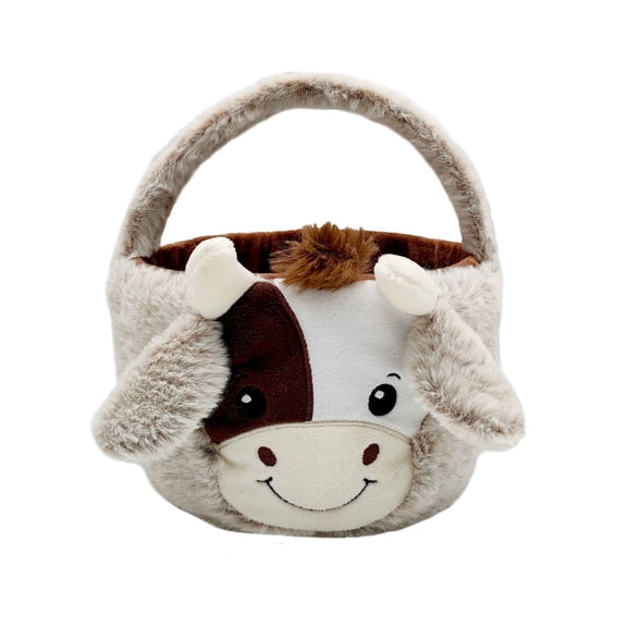 Plush Easter Cow Basket Cow Buckets with Long Plush Ear for Easter Tote Bags for Party Decorations Candy Gifts Bags